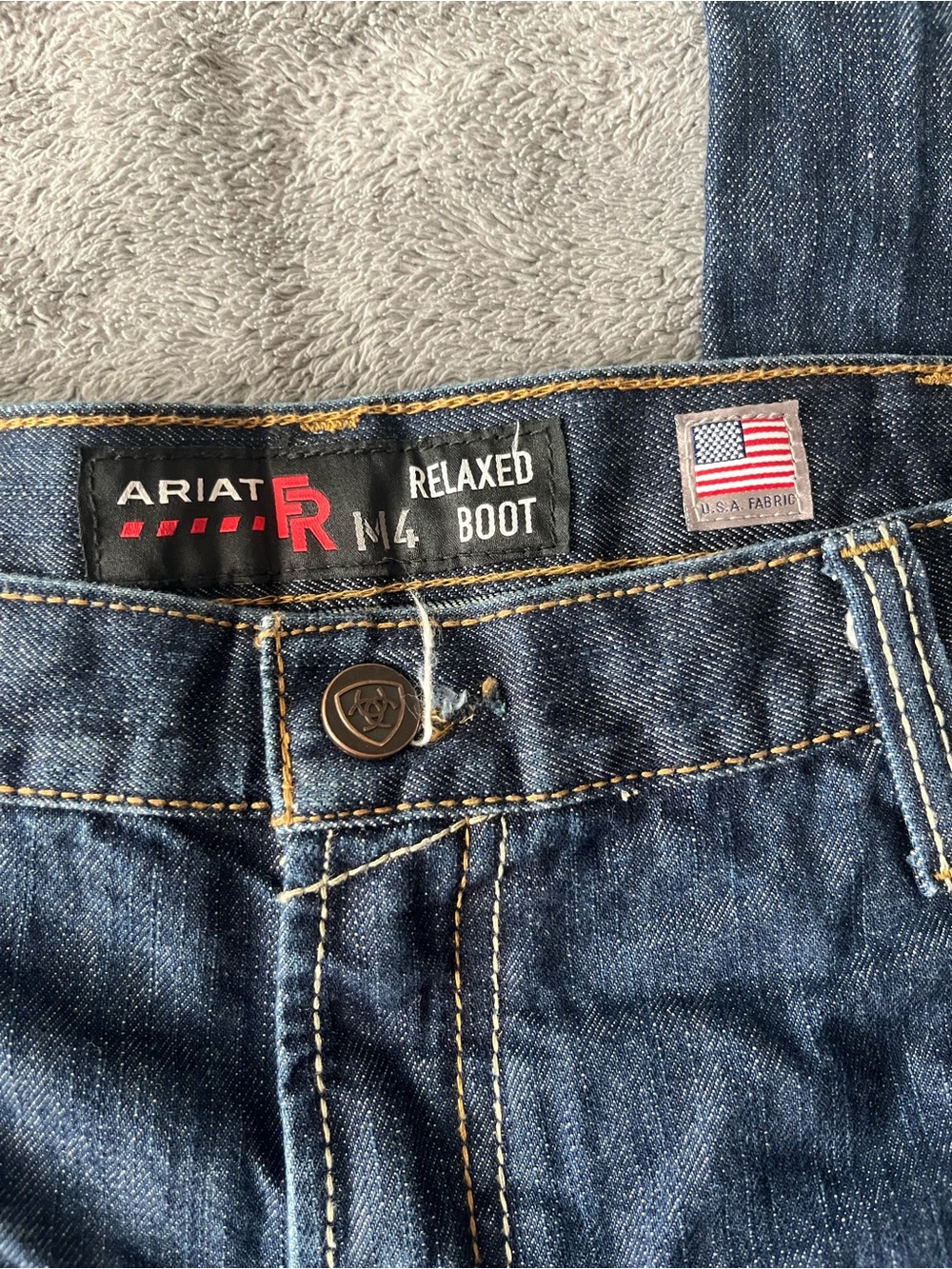 Ariat Men's Relaxed Boot Jeans - Dark Indigo with Gold Stitching